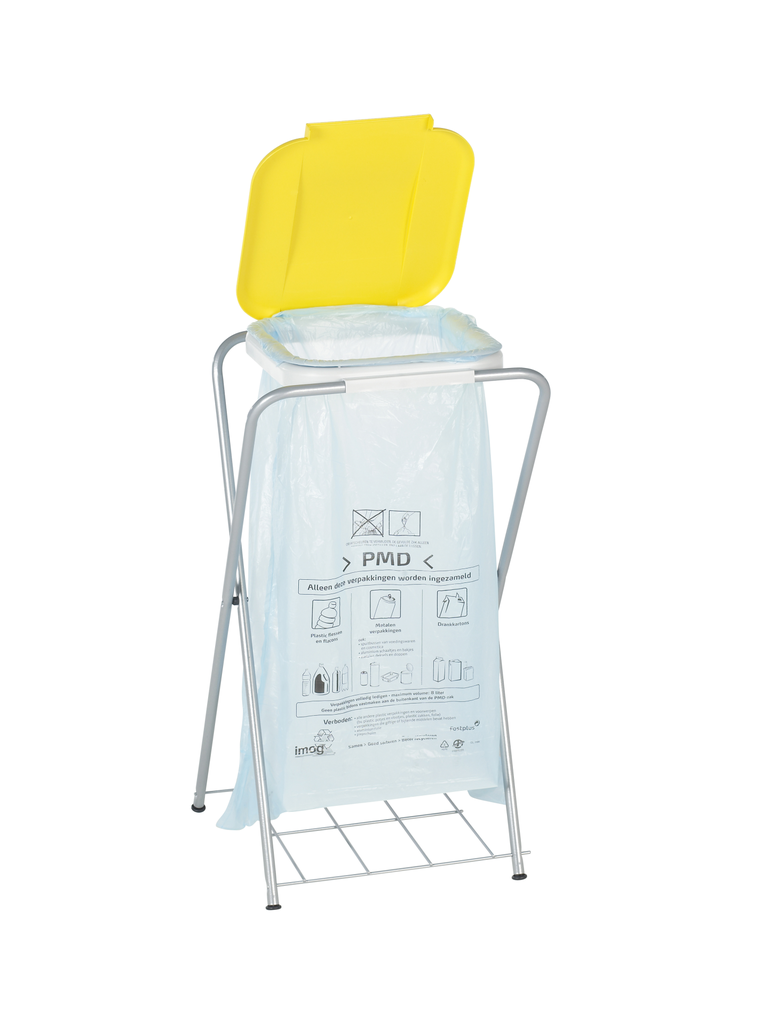 Refuse bag holder with grill