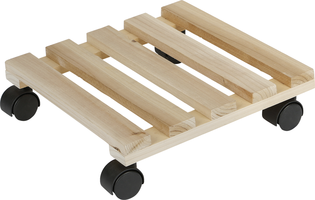 Support pot à roulettes bois