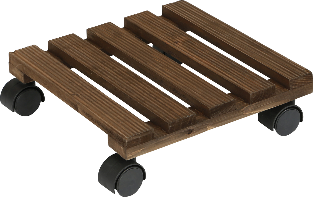 Support pot à roulettes bois