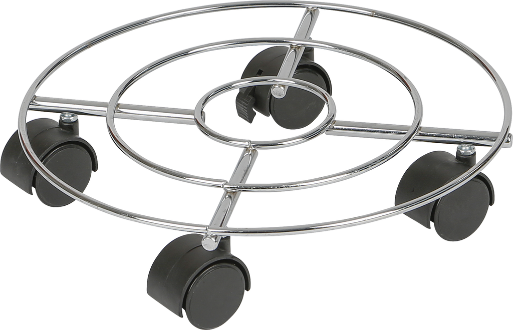 Support pot à roulettes chrome