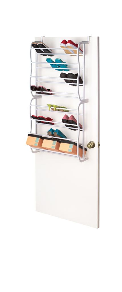 Door-mounted shoe rack white