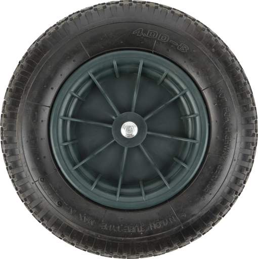 Inflatable wheel for wheelbarrow 